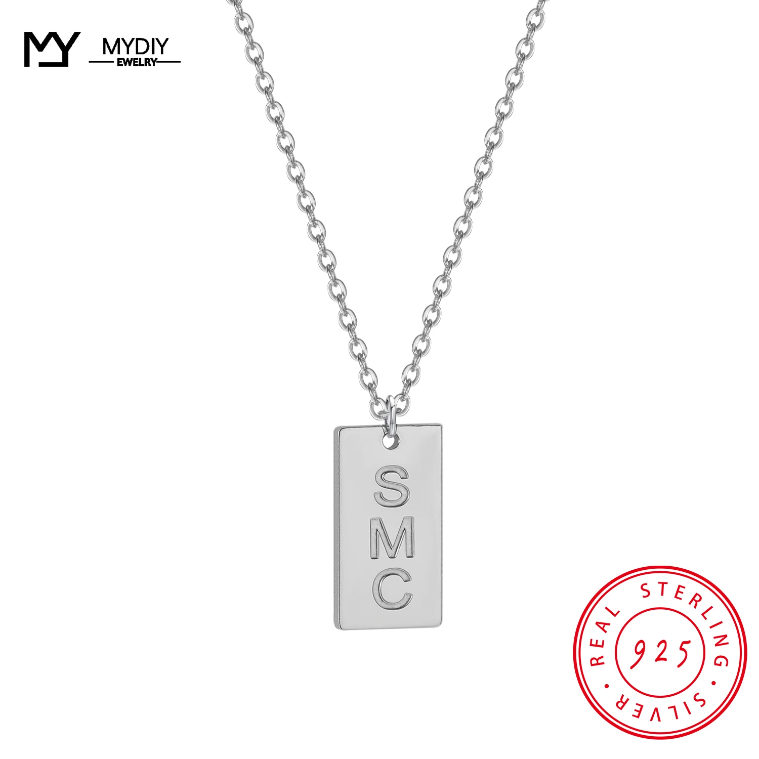 925 Sterling Silver Rectangular Square Pendant Custom Initial Necklace A Gift For Your Best Friend Gold Square Jewelry