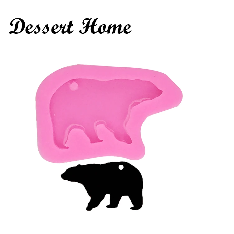 DY0049 DIY epoxy resin molds 7.3cm/3.7cm bear shape mold for keychains jewelry