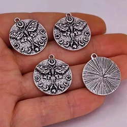 Hzew 5pcs New Moon Skull Pendant Moon Phase with Moth Occult Witch Goth Jewelry Pendant Charm for Women Man Accessories