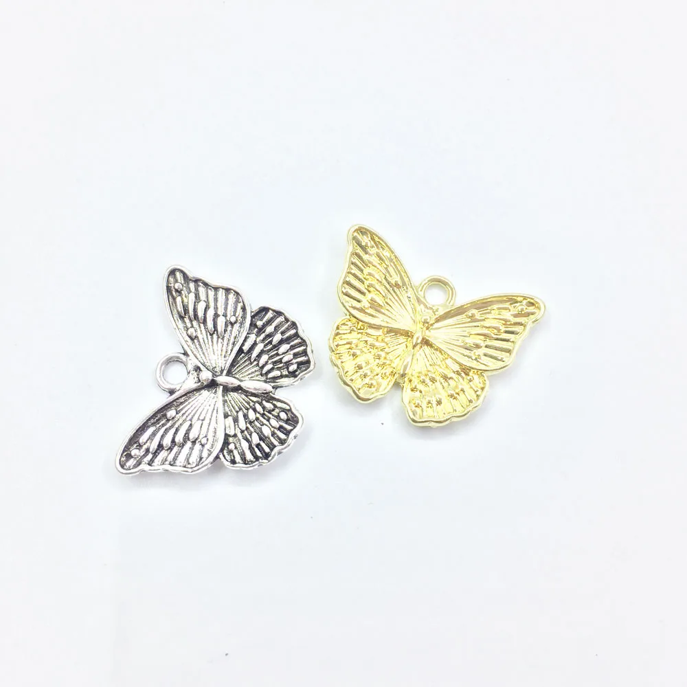 10pcs 18*24mm Pretty Butterfly Zinc Alloy Charms Pendant Jewelry Componets Accessory DIY Necklace 2 Colors