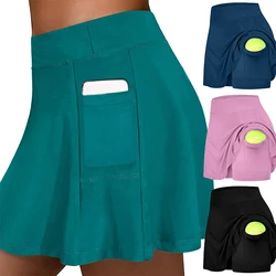 Women's Sport Tennis Skirts With Pockets Outdoor Running yoga Inner Shorts Skort High Elastic Waist Golf Hakama For Female 2024