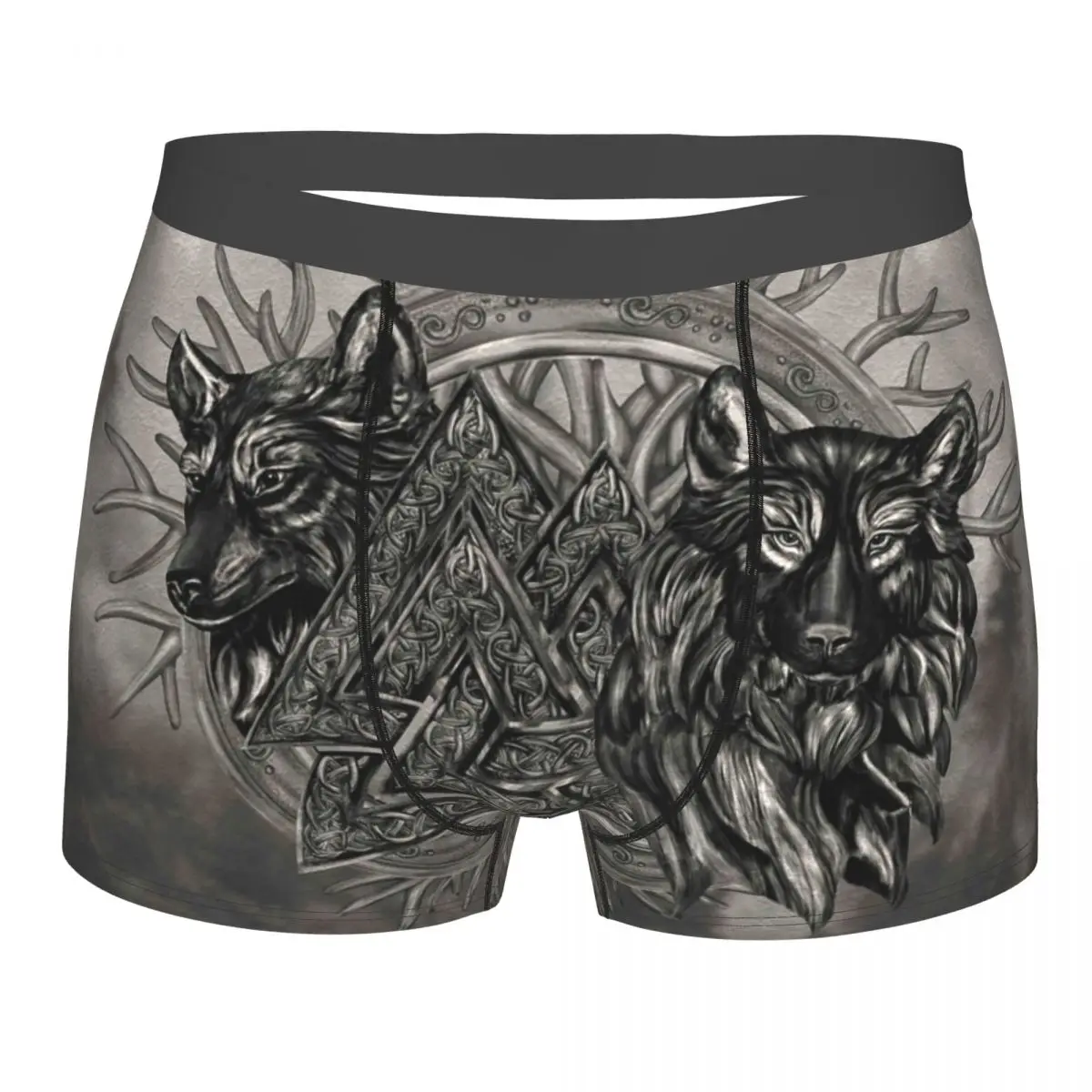 

Valknut Symbol And Wolves Underpants Breathbale Panties Male Underwear Print Shorts Boxer Briefs