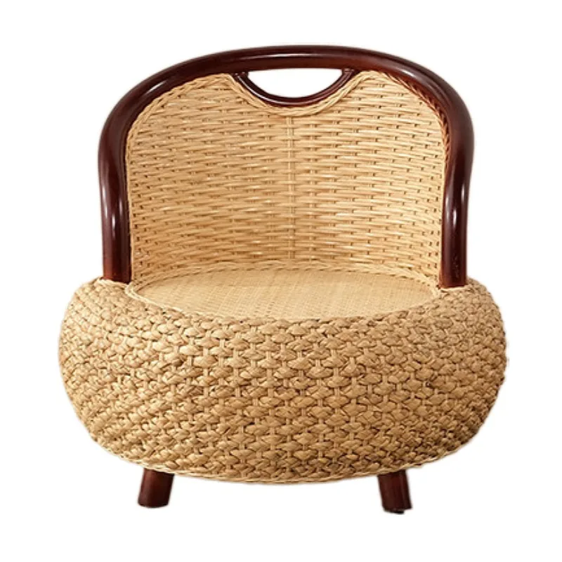 Handmade Straw&Rattan Furniture Tatami Seats Japanese Zaisu Chair for Living Room Asian Traditional Leisure Lazy Floor Seating