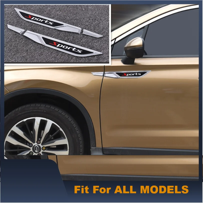 

4pcs Car Side Air Vent Sticker Side Vent Fender Air Flow Wing Cover Trim ABS Sticker Sports Letters Fit For All Car Models