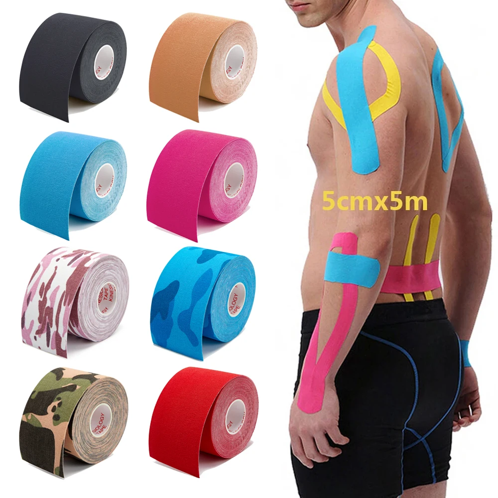 Kinesiology Tape First Aid Bandage Sports Cotton Elastic Adhesive Strain Injury Tape Knee Muscle Sticker Gym Kneepad