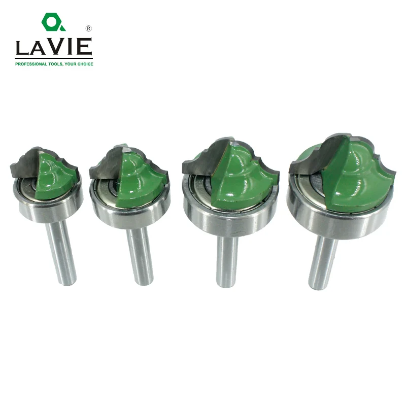 LAVIE-Double Roman Ogee Edging Router Bit, rolamento fresa para madeira, linha faca, madeira Hobbing, 6,35 milímetros Shank, 4Pcs Set, MC01181