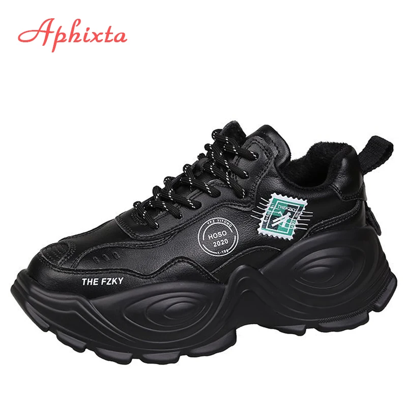 Aphixta Platform Chunky Sole Sneakers Designers Fashion Lace Up Casual Shoes Woman Tennis Female Autumn Vulcanized Shoes 2020