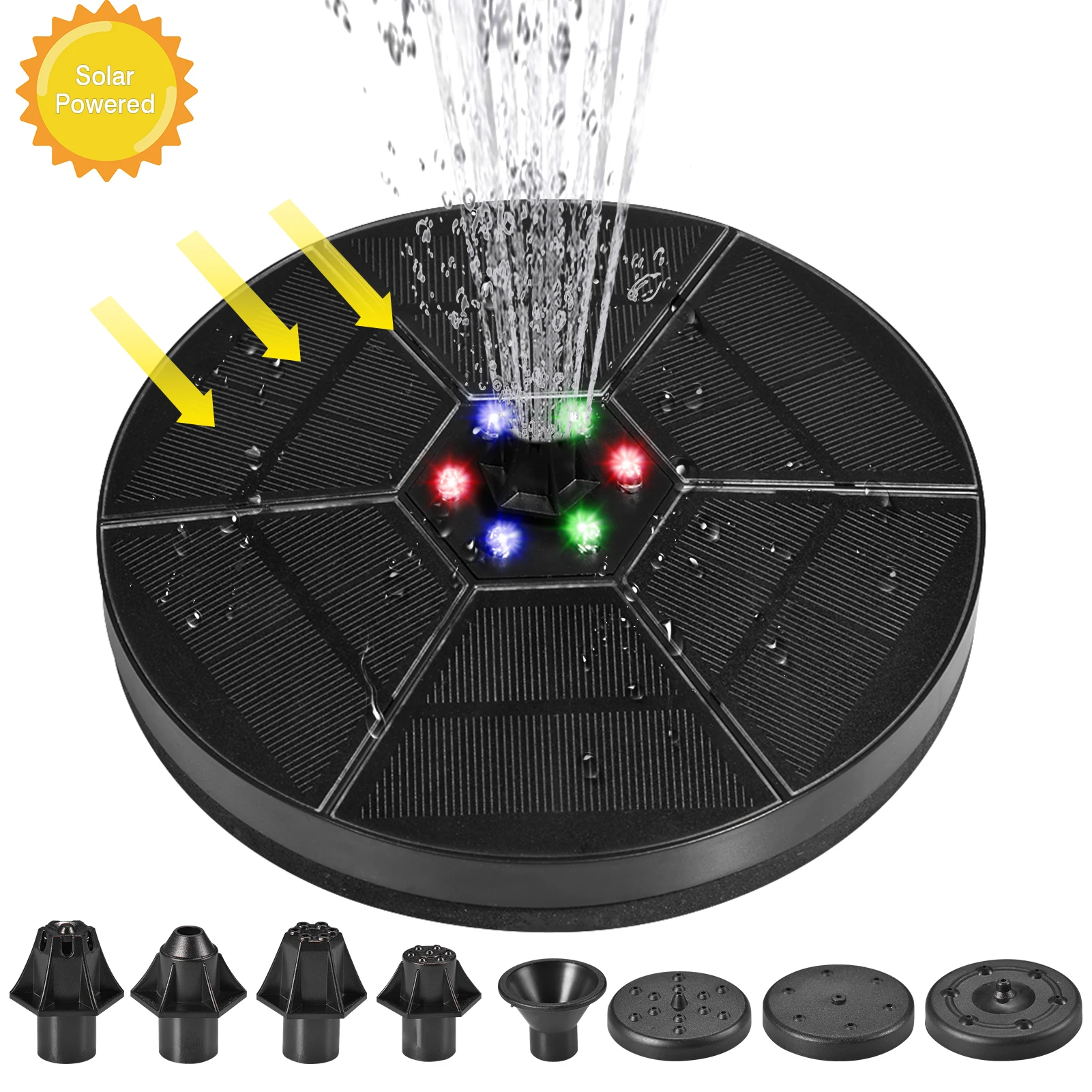 6V/3.5W Solar Fountain IP68 Waterproof Colorful 6 LED Lights Swimming Pools Fountain Pump Panel Solar Powered Water Fountains