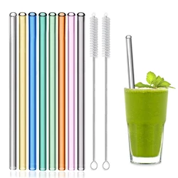 8 Pcs Colorful Reusable Glass Straws, 8