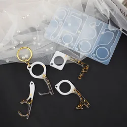 DIY Epoxy Resin Molds Contactless Keychain Press Elevator Door Opener Silicone Mold Jewelry molds