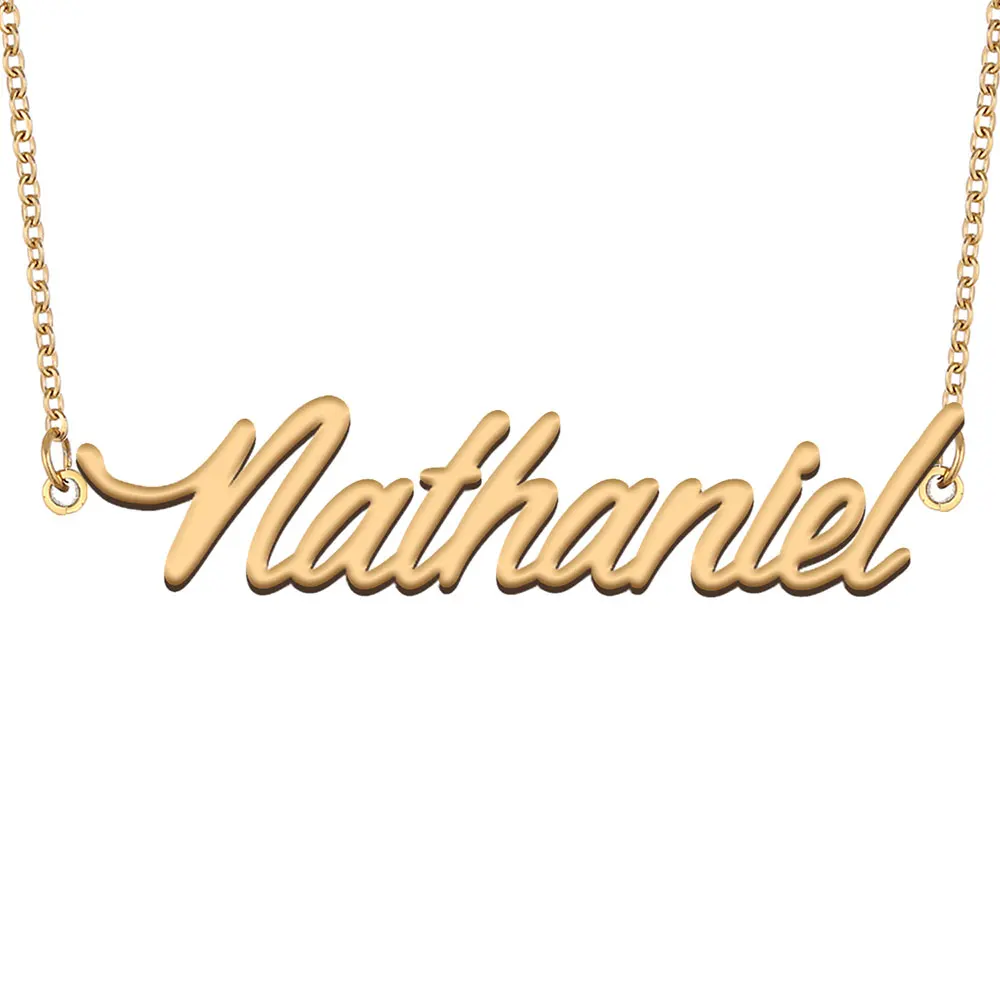 

Nathaniel Name Necklace Personalized Women Stainless Steel Jewelry Gold Plated Nameplate Pendant Femme Mother Girlfriend Gift