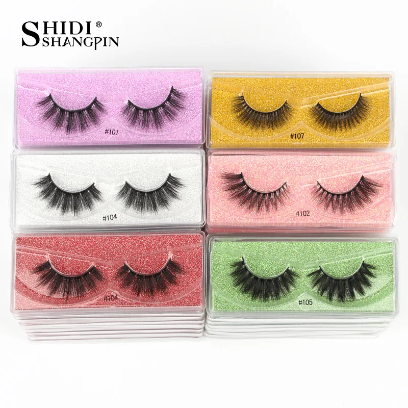 SHIDISHANGPIN Flauschigen Nerz Wimpern Falsche 10/100/200PCS Großhandel Artikel Wimpern Groß Weichen Gefälschte Auge wimpern Paket natürliche Wimpern