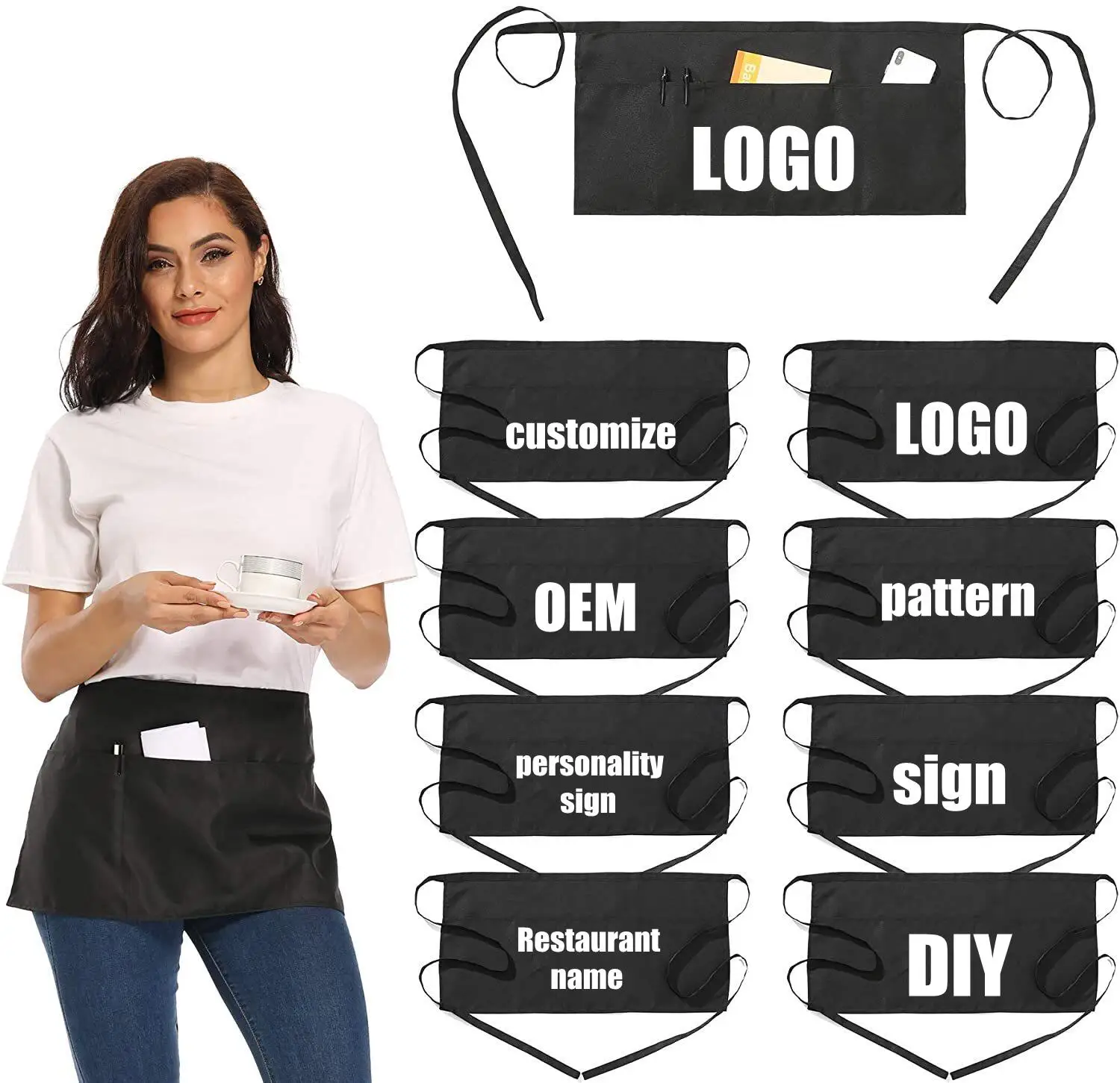 Short Apron Custom Logo Baked Pet Shop Manicurist Restaurant Signature Anti fouling bib Hotel Beauty Shop Barber