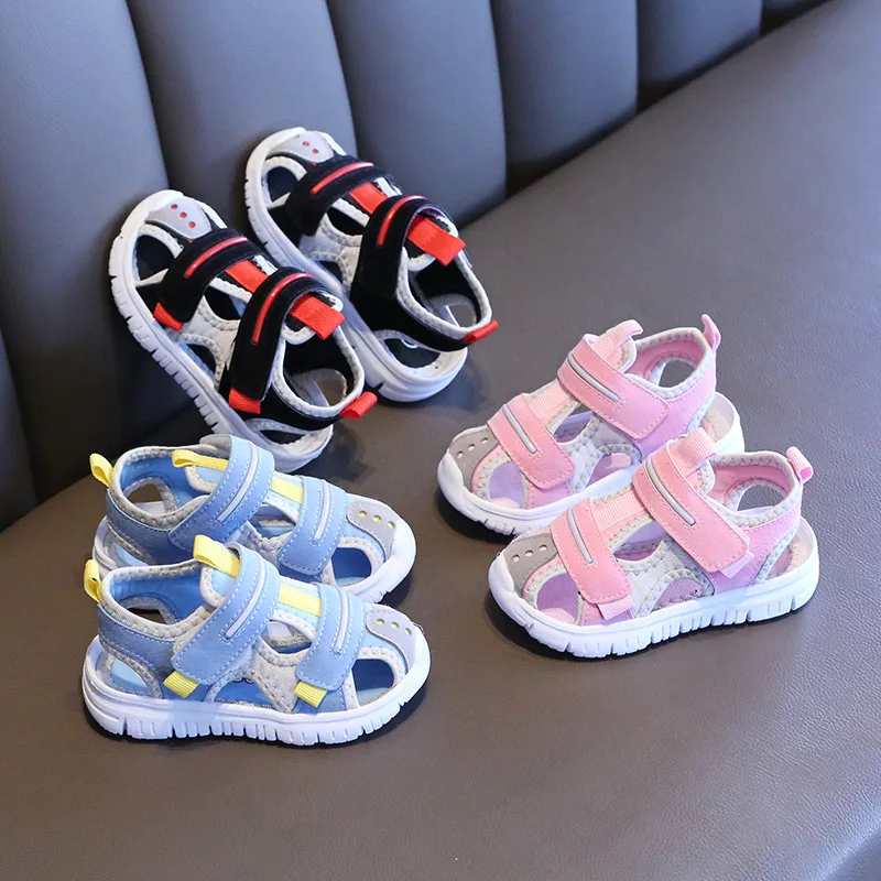 Sandalias de playa para niñas y niños, zapatos de tela infantiles de suela suave, calzado de playa a la moda para niños pequeños