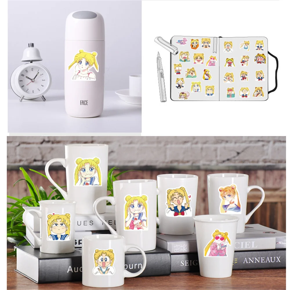 10/30/50PCS/ Moon Sailor Moon Doodle Laptop Guitar Motorcycle Luggage Skateboard Bike Waterproof Sticker Wholesale