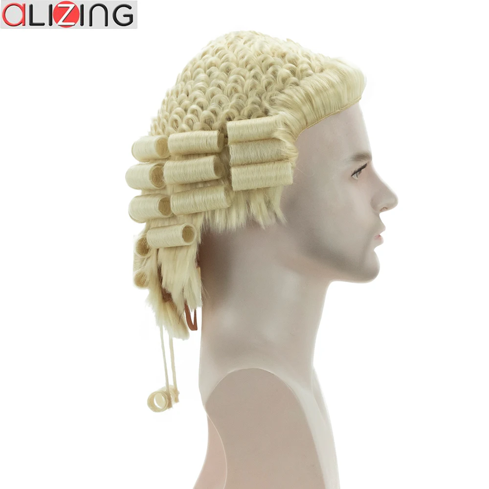 Barrister Wig sintetis buatan tangan pengacara Wig rambut pirang untuk sah lulusan acara Formal kostum rambut Wig