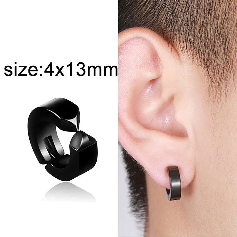 New Popular 1 piece Stainless Steel Painless Ear Clip Earrings For Men/Women Punk Black Non Piercing Fake Earrings Jewelry Gifts