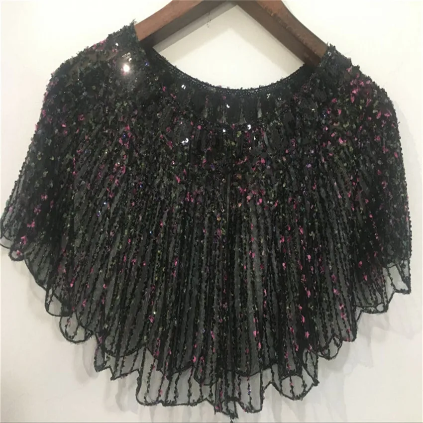 20 Elegant Women Hollow Out Shawl Capes Europe and America Lady Sequins Wrap Bolero Accessories Coat Princess Tops Outwear 1303