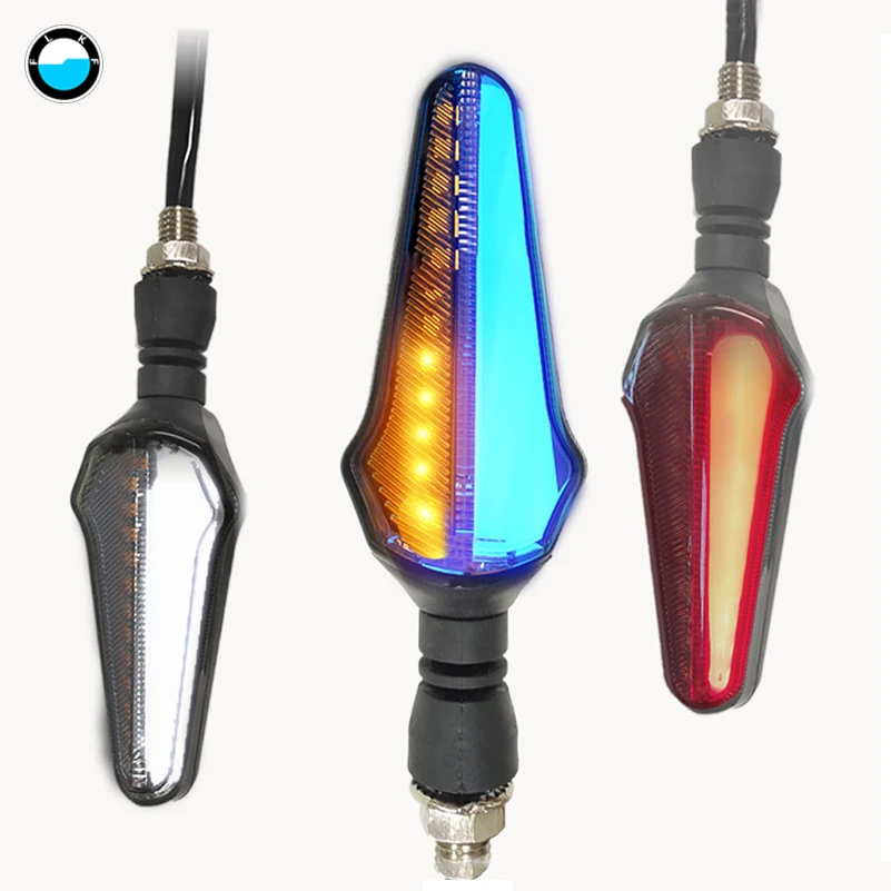 Motorcycle Turn Signals 12 LED Light Flowing Water Blinker Flashing Indicator redTail Stop Signal White daytime running lights.