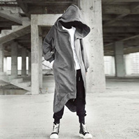 Hot Selling Unisex Long Sleeve Hooded Nazgul Long Coat Zipper Closure Fleece Lined Long Hoodie
