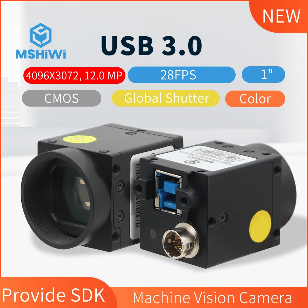 

USB3.0 Industrial Camera 12.0MP Color 1" CMOS 4096*3072@28FPS Global Shutter Camera Vision Inspection Automation Robotization