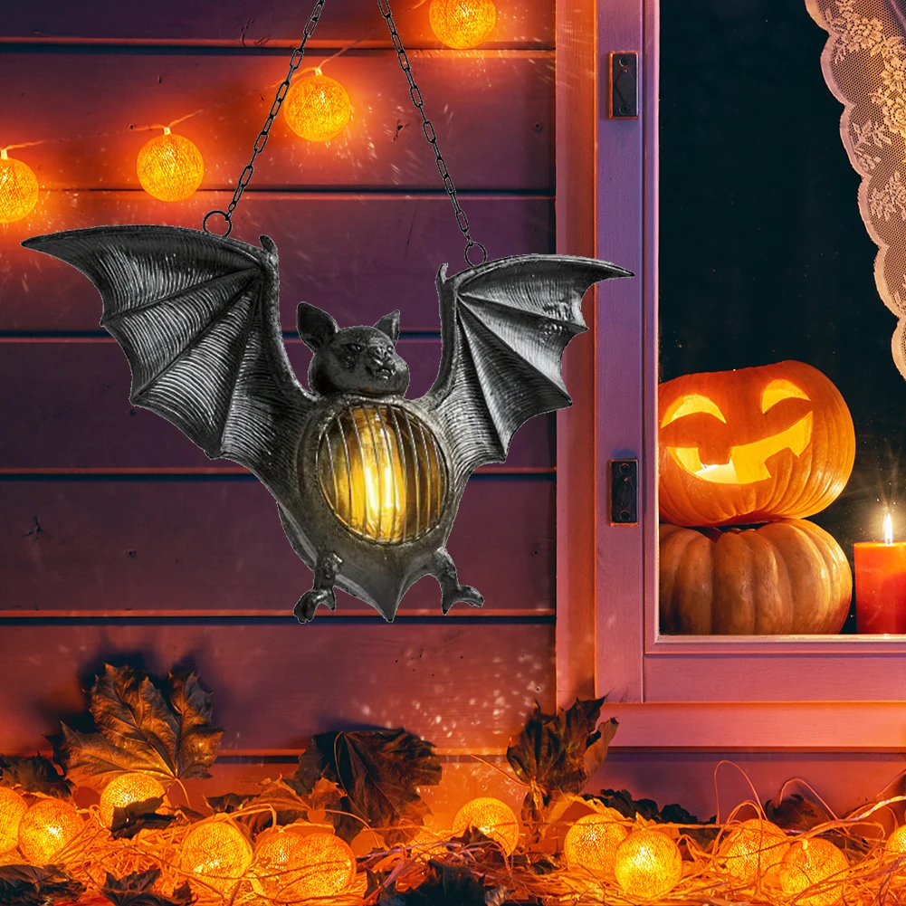 Halloween Decorative Light Resin Bat Hanging Light Decor Horror Theme Party Supplies Halloween Props 3D Bat Halloween Decoration