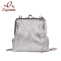 Pochette da donna in metallo argentato pochette e borsette moda Punk borsa da sera femminile borsa a tracolla con nappa di diamanti 2021