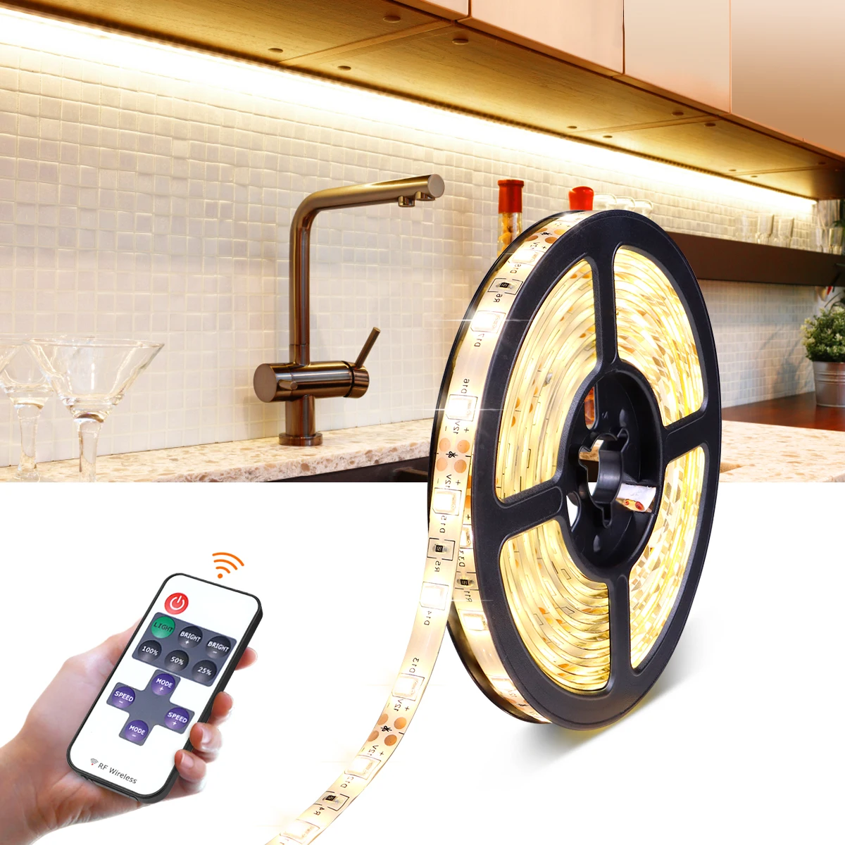 

DC 12V Lamp LED Strip Light Flexible Tape with Remoter Control Dimmer /Touch Switch For Kitchen Cabinet Closet Home Decoration