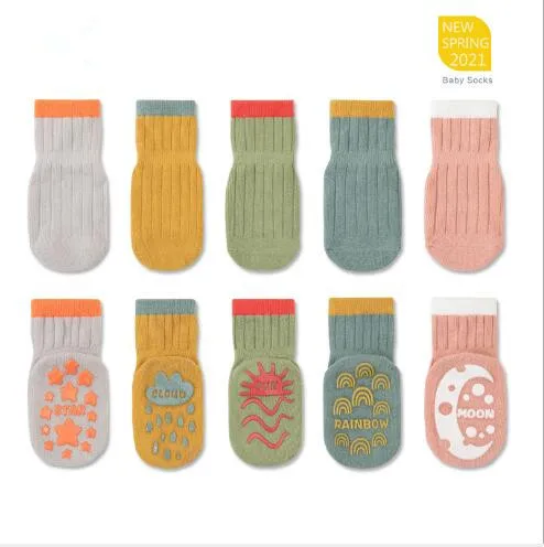 3Pairs 0-5Y 2021 new spring baby socks non-slip dispensing baby toddler socks cute cartoon early education floor socks