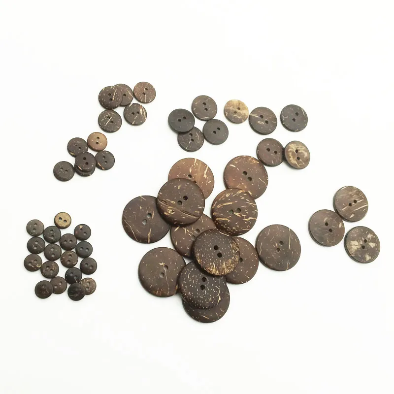 Natural Eco-friendly 9 Sizes Coconut Button For Clothing 2Holes Children Scrapbook Decorative Sewing Accessories WD0148