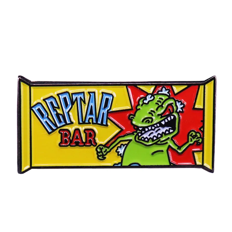 Reptar bar Angelica dinosaur enamel pin Halloween Candy Bar Creep Show green chocolate bar brooch cartoon 90s kid retro badge