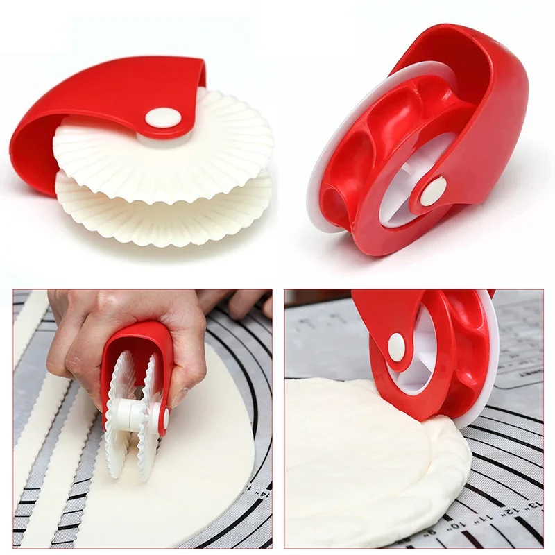 2 Style Kitchen Pizza Pastry Lattice Cutter Pie Decor Cutter Noodle Maker Pasta Noodle Cutter Dough Pizza Pastry Wheel To