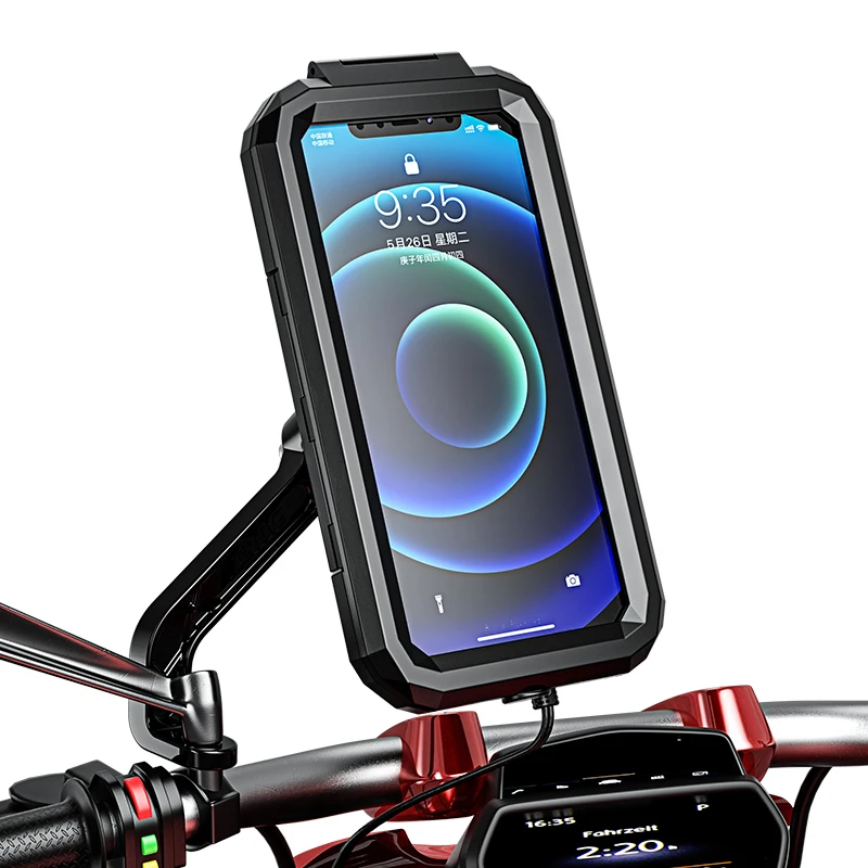 Supporto per telefono per moto supporto per telefono impermeabile supporto per manubrio specchio retrovisore Touch-Screen rotazione di 360 gradi per 5.5-6.5 pollici