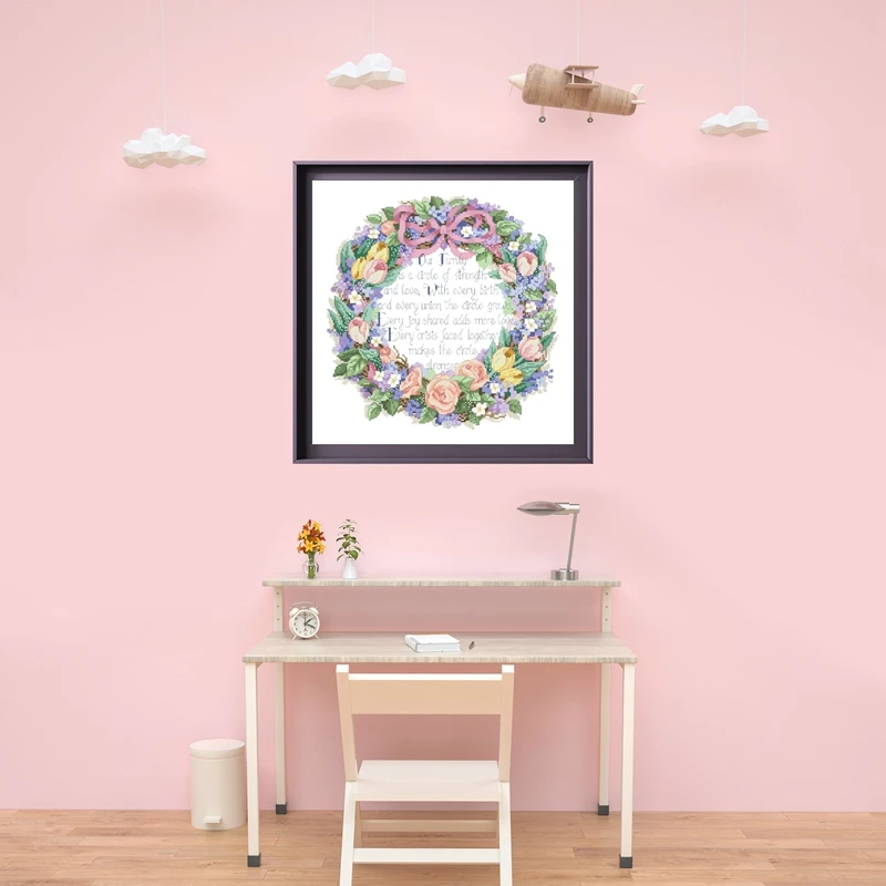 Circle of love cross ricamo kit motivo floreale design 18ct 14ct 11ct unprint canvas punto croce ricamo fai da te