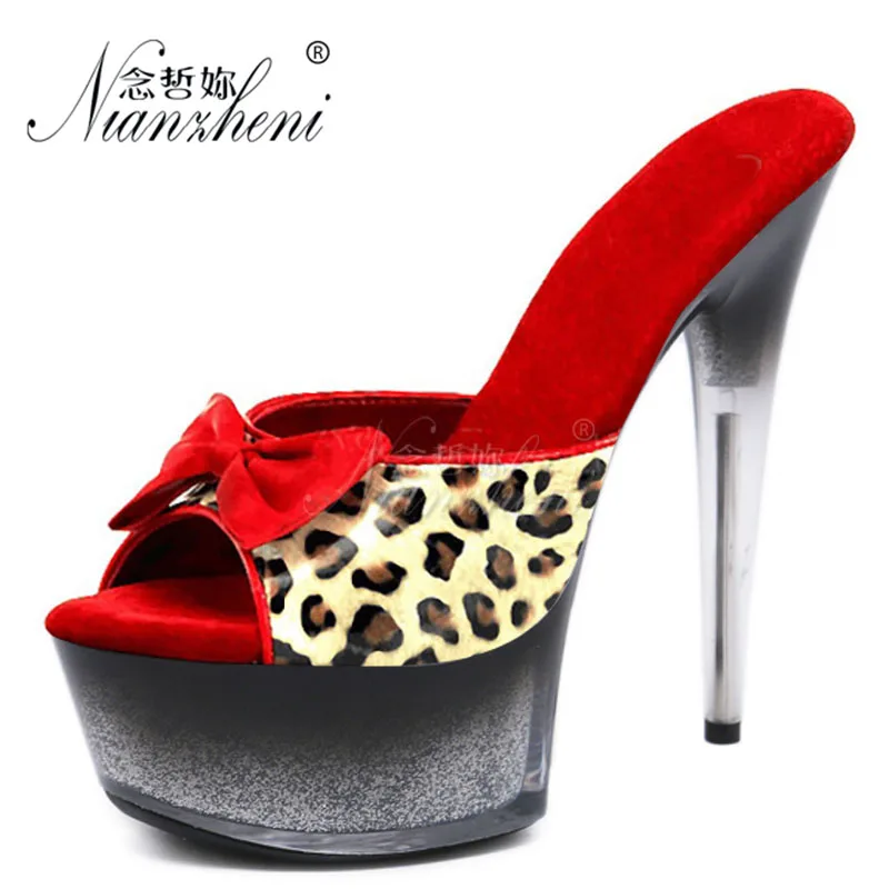 summer Sexy Fetish Shoes Leopard 15CM Stiletto Stripper Super Mixed Colors Butterfly 6 Inch Slippers Exotic Clubbing Queen Dress