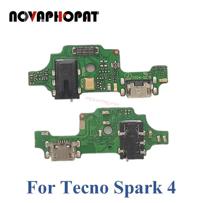 

10PCS /Lot Novaphopat For Tecno Spark 4 USB Dock Charging Port Plug Charger Headphone Audio Jack Microphone MIC Flex Cable Board