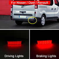 2 Function LED Rear Bumper Reflector Lamp  Brake Warning Light For Nissan Primastar NV300 Opel Vauxhall Renault Master Trafic