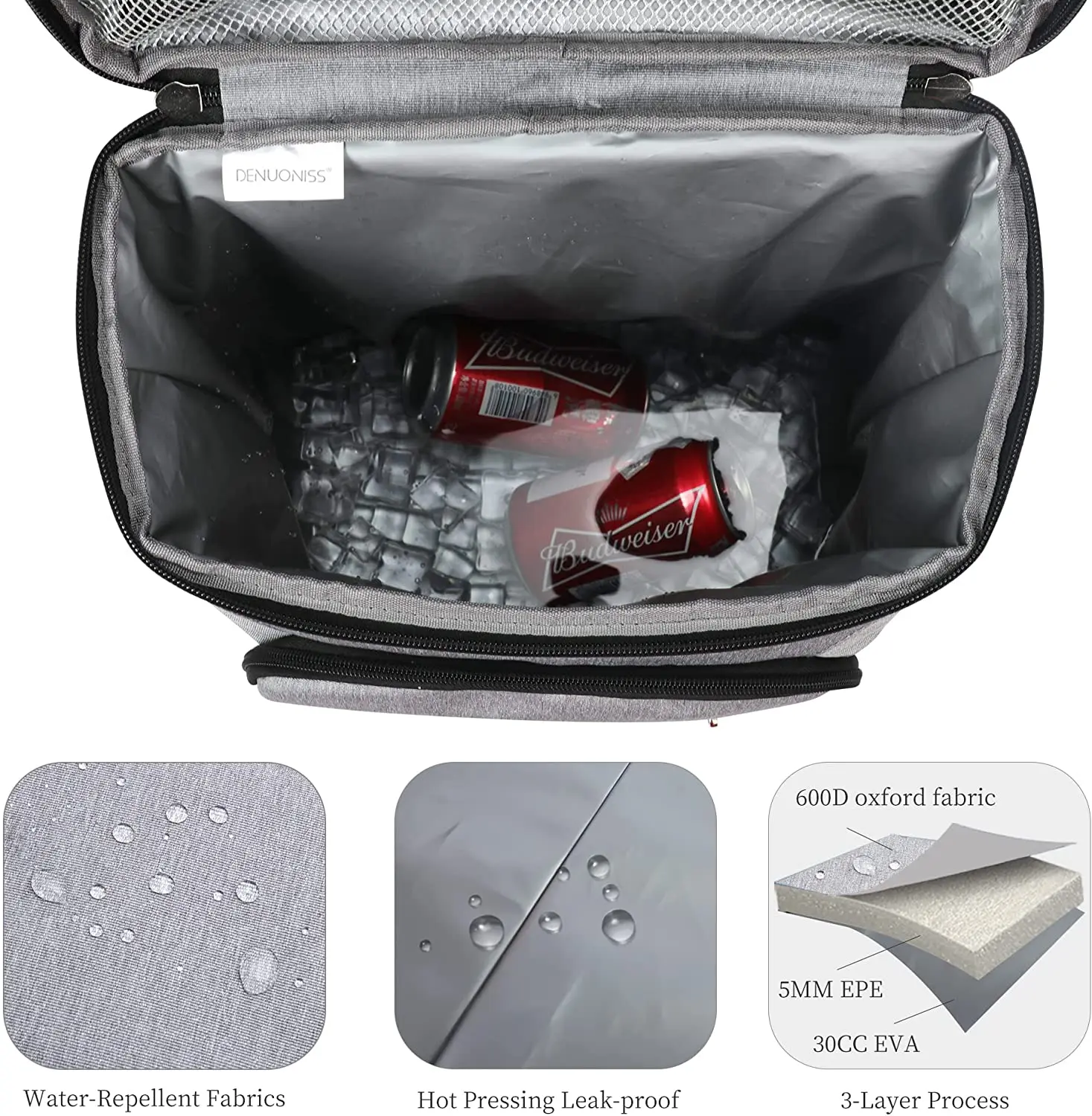 DENUONISS-bolsa térmica de 22L para Picnic al aire libre, refrigerador de coche para comida, con aislamiento grande, 100% Leakpoof