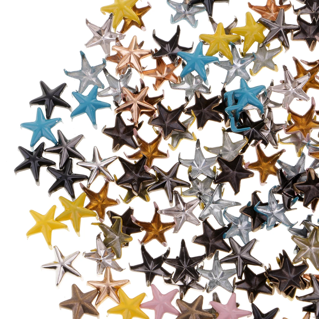 100pcs Star Studs Metal Claw Nailhead Punk Stud Rivet For DIY Craft
