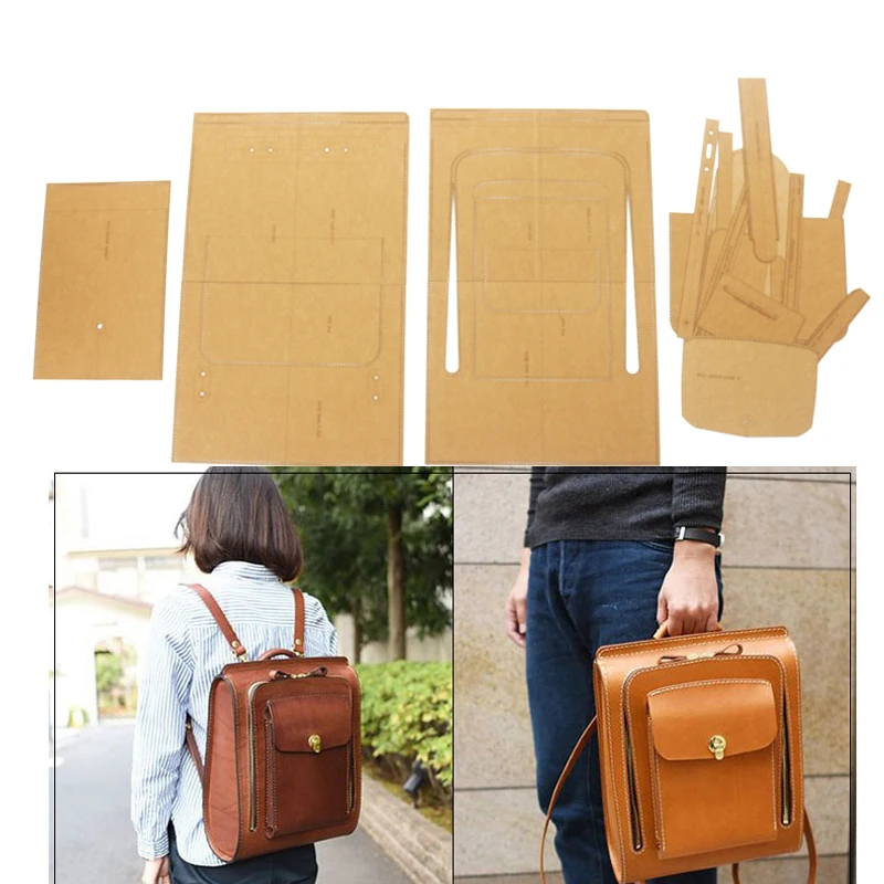 

36x33x13cm Big Size DIY Leather Craft Bag Sewing Pattern 500gsm Height Weight Kraft Paper Cardboard Hollowed Template Set