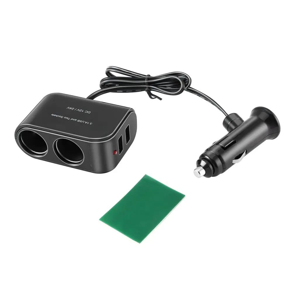 2 Way Car Cigarette Lighter +LED Light Switch Auto Socket Splitter Charger USB 12V/24V vehicle lighter adapter