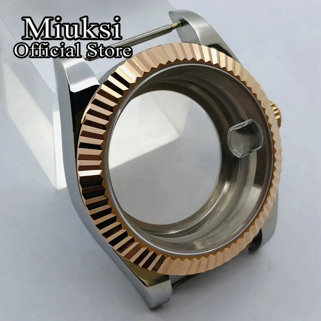 Miuksi 36mm/40mm silver rose gold watch case sapphire glass fit NH35 NH36 ETA2824 2836 Miyota 8205 8215 DG2813 3804 movement