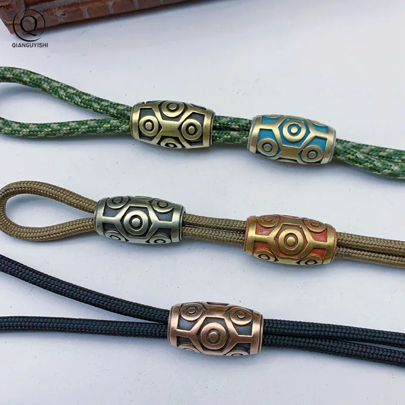 9 EYES Tibet Amulet DZI,Beads Bracelet Necklace DIY Accessory Pure BRASS Fashion Knife Pendant Brass EDC Tool Keychain Jewelry