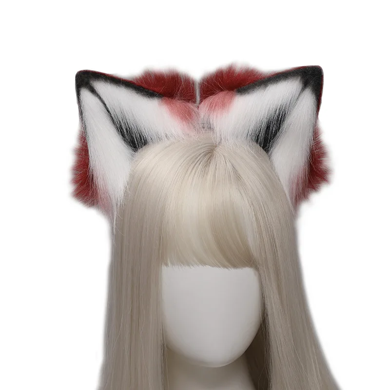 Juego de orejas de Lobo y animales para mujer, diadema estilo Lolita de felpa, accesorios de Cosplay para Halloween y Navidad