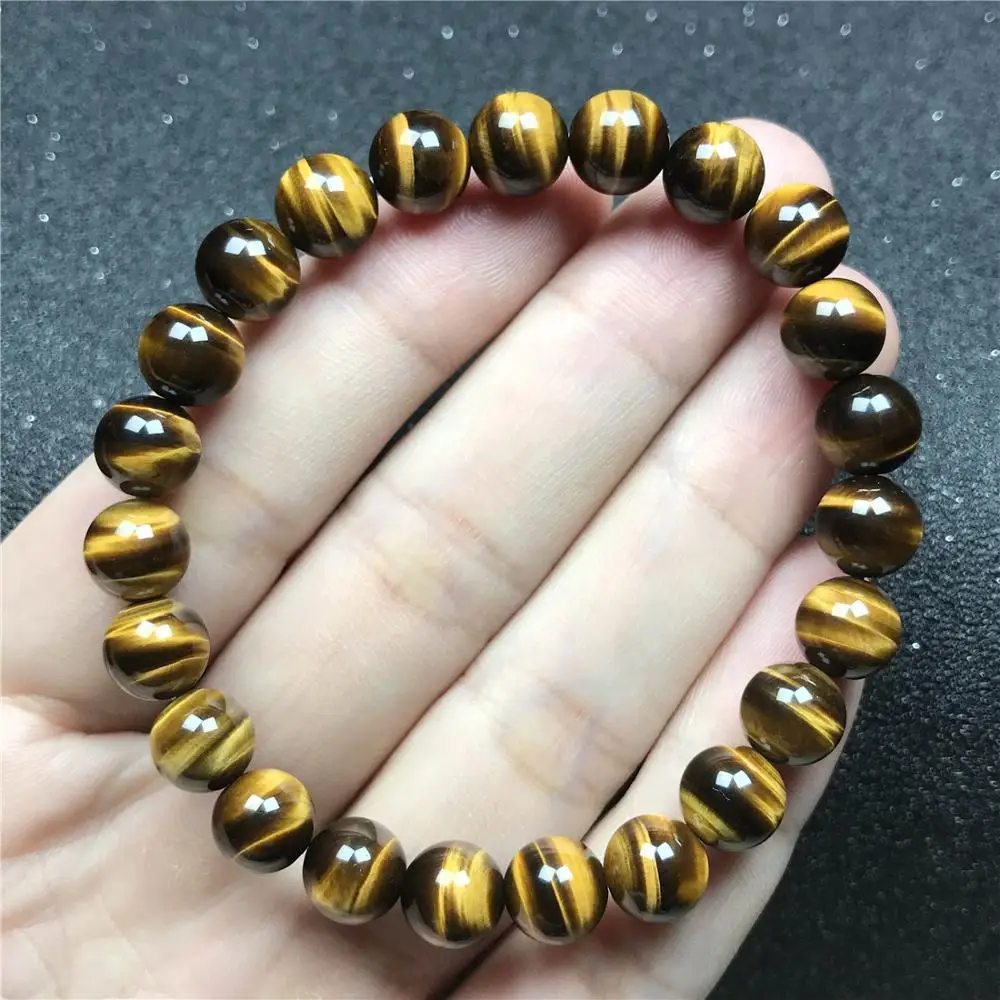 8mm Top Natural Yellow Tiger's Eye Bracelet For Woman Man Healing Gift Brazil Stone Beads Crystal Gemstone Strands Jewelry AAAAA