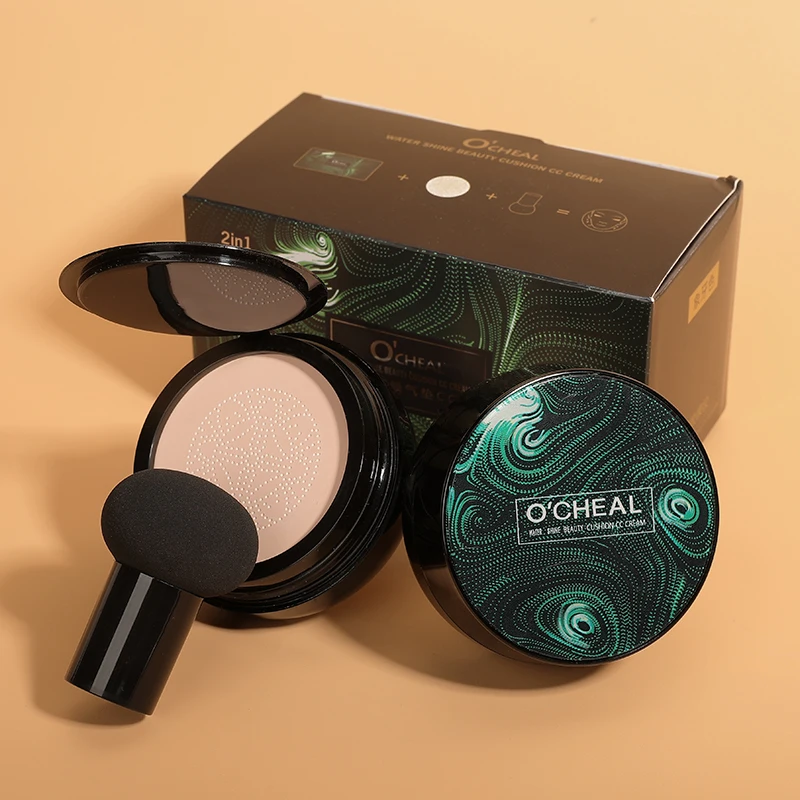 Ocheal BB CC Cream Cushion Compact Make Up Foundation Concealer Cream for Face Cosmetics Makeup Mushroom Head Puff