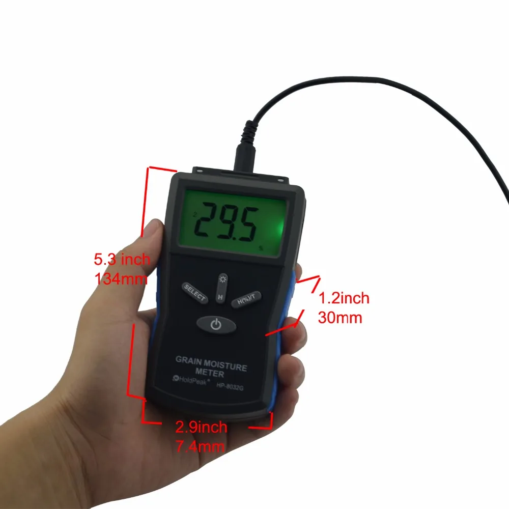 Digital Grain Moisture Meter HP-8032G 2~30% LCD Display Humidity Tester Contains Wheat Wood Corn Rice Test Portable Hygrometer