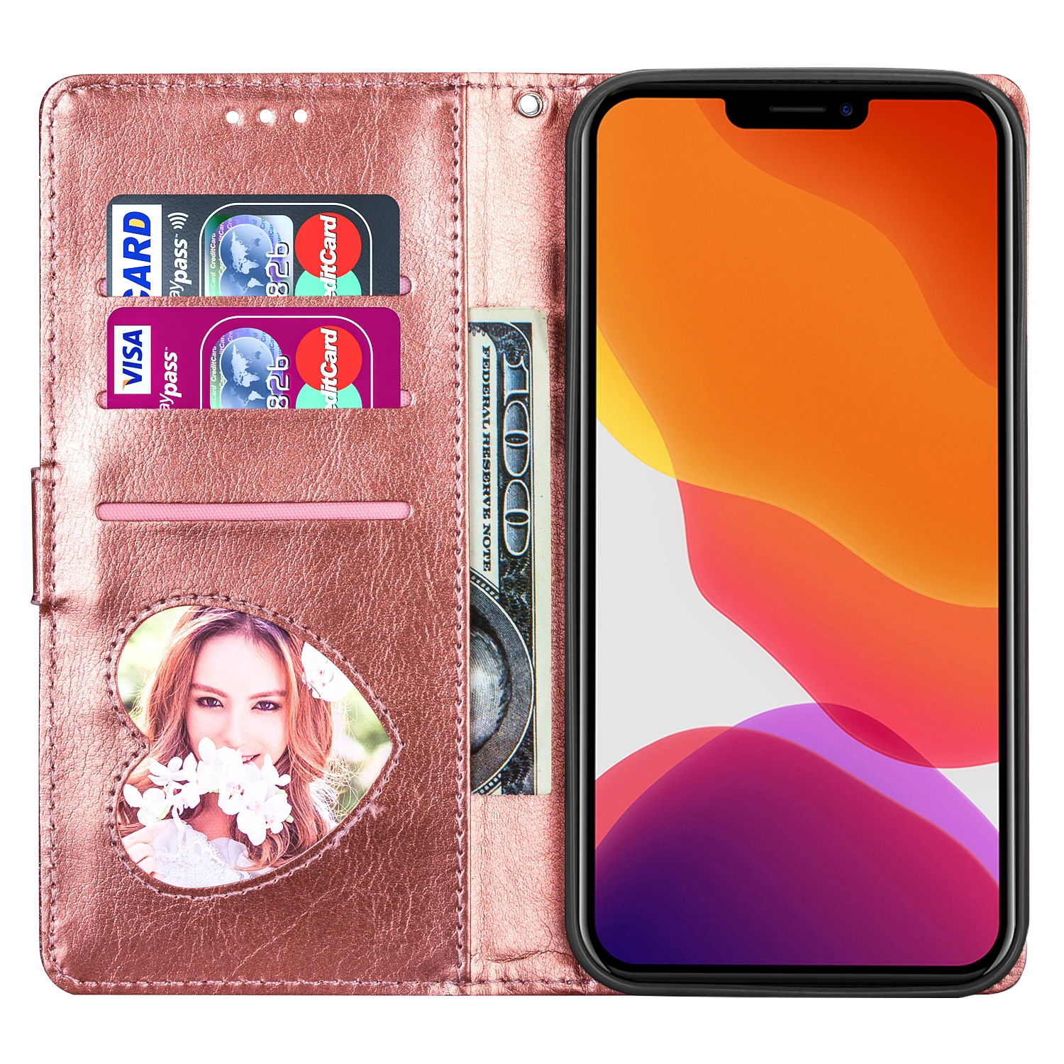 Reißverschluss-Flip-Brieftaschen-Hülle aus Glitzerleder für iPhone 18 17 16 15 14 13 12 11 Pro Max XS XR 8 7 Plus SE 16E Mini Bling Handyhülle – Detail 3