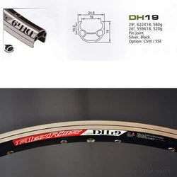 ALEX DH19 V Brake Bicycle RIM, Aluminum Alloy Wheel Accessories, 700C, 29Inch, 26Inch