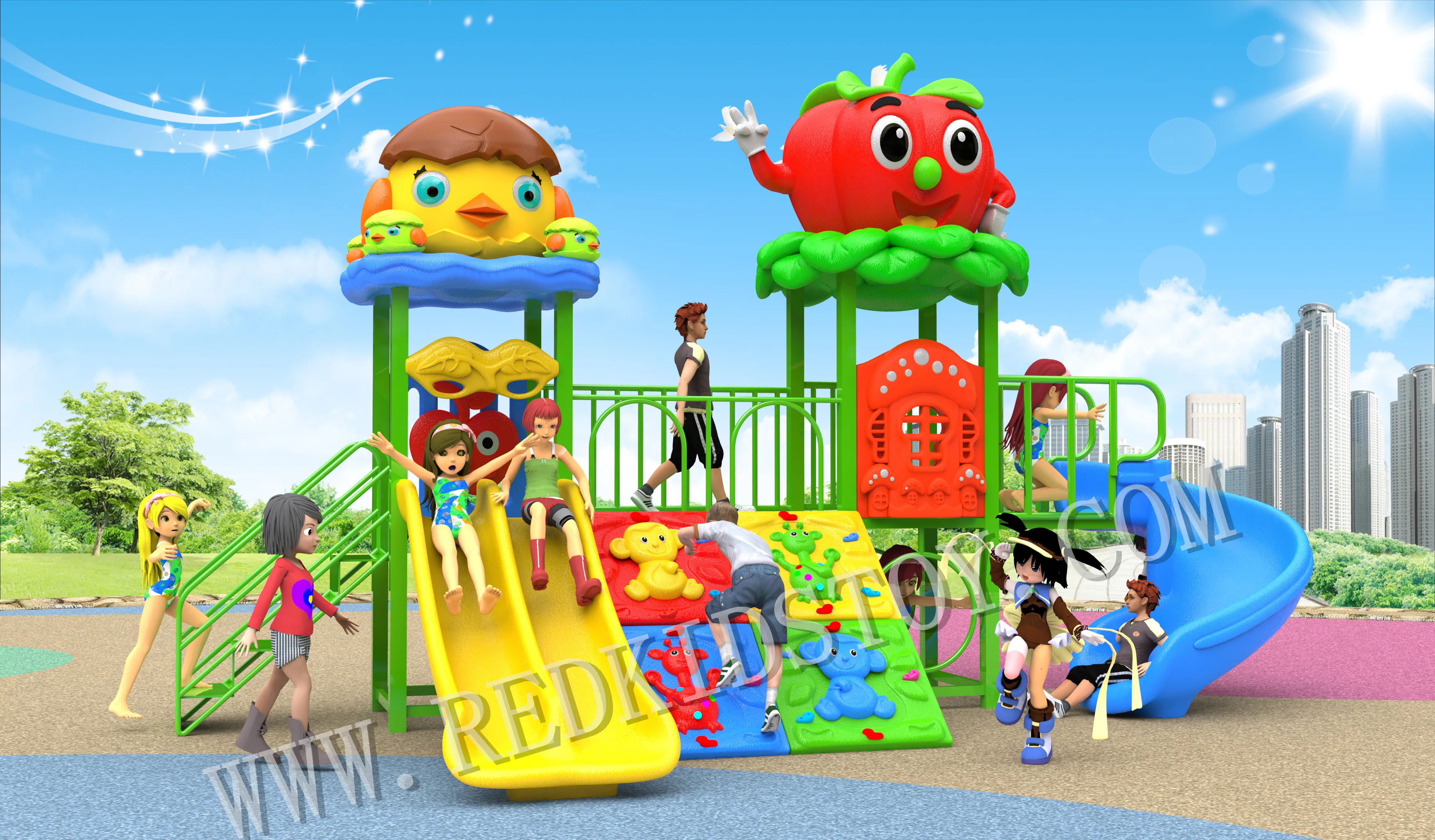 

Cost-efficient Colorful Cute Park Playground Equipment 50mmx50mm Square Pole